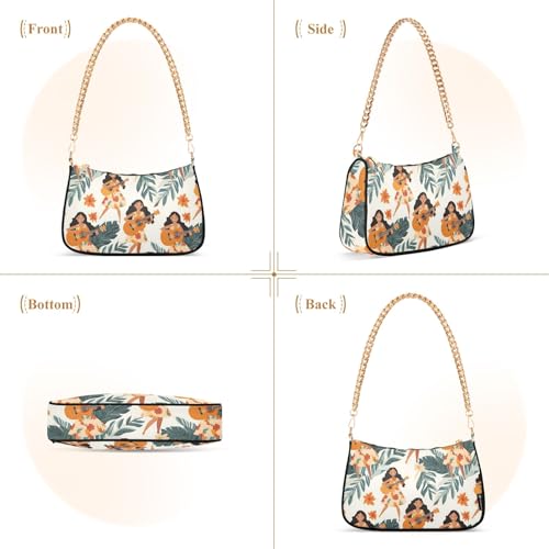 Clutch Shoulder Bags Tote Evening Purse Handbags for Women Hawaii Guitar Tropical Plants Hobo Bags with Zipper Closure2