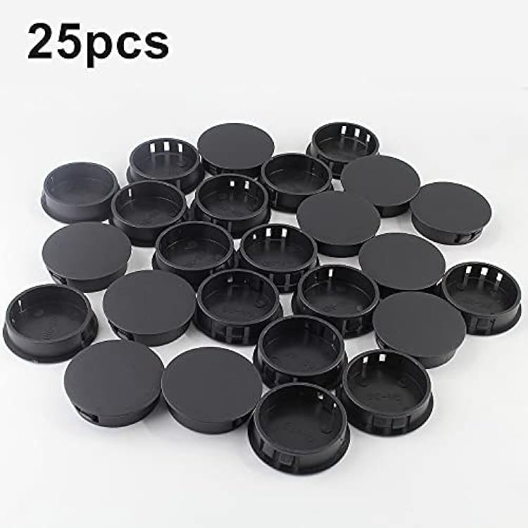 25Pcs 1 1/2 Inch(38mm) Black Hole Plug Plastic Hole Cover, Round End Cap Plug Flush Type Tube Insert Plug, Pipe Post Plug Panel Plug for Chair Furniture Glide Protectors