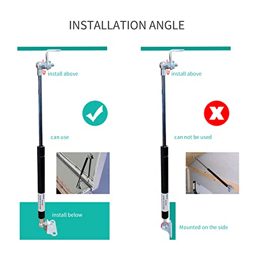 Home 38cm 360N/15inch 80lb Gas Struts Gas Shock Lift Supports Gas Spring Heavy Duty Suit for RV Bed Heavy TV Cabinet A Set of 2 with L Mounts - Thumbnail 2