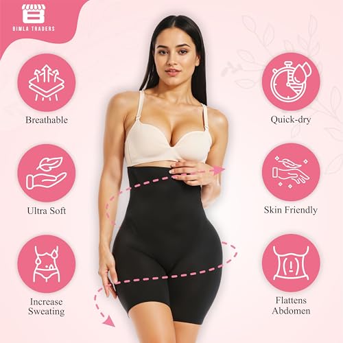 Image of Btag High Waist Tummy Control Shapewear Shorts | Tummy Tucker| Seamless Body Shaper | Shorts Under Dress | Comfortable | Breathable | Free Size 35 to 75 KG