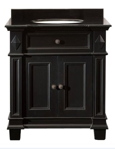 Ove Decors Essex Vb Vanity With Black Marble Countertop With Ceramic Basin, 31-Inch Wide, Espresso #TOP23
