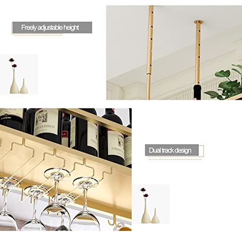Étagère à vin de plafond suspendue en métal vintage avec rack à verres