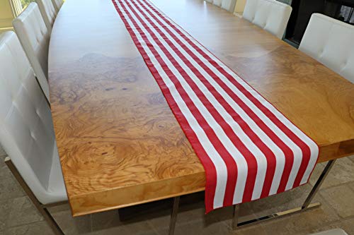 Lovemyfabric Poly Cotton 1 Inch Striped Print Table Runner For Party, Wedding/Bridal Shower, Birthdays/Baby Shower, Home Decor And Special Events (12"X60", Red And White) #TOP1