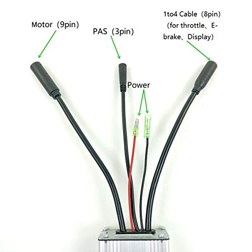 Regulador Patinete Electrico Controlador de Motor E-Bike Scooter sin escobillas 3 6V/48V15A con Adaptador Impermeable Motor de Bicicleta eléctrica Cuadrada Controlador del Motor