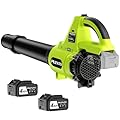 Leaf Blower Cordless with 2 x 4.0Ah Battery Operated and Fast Charger, 650CFM 280MPH Electric Leaf Blower, 3 Speed Mode, 20V Powered Handheld Blowers for Lawn Care, Blowing Leaves, Small Gravel, Green