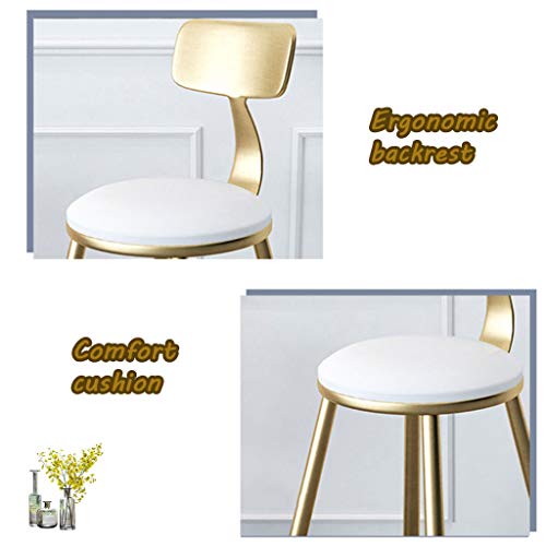 Tabouret haut en fer forgé doré 76 cm et cuir PU pour bar - 6