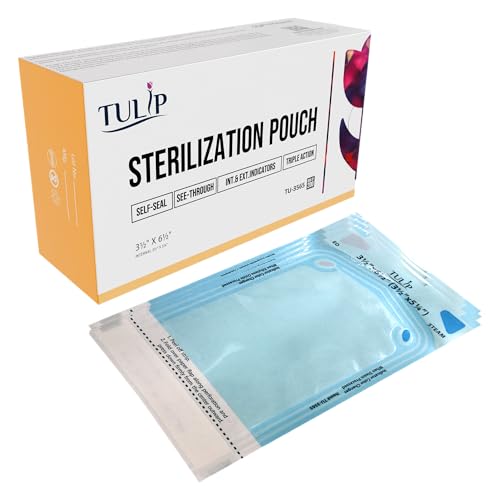 Self Sealing Sterilization Pouch 2.25\" x 5\" (200 Pack) - Autoclave Sterilizer Bags for Clean Tools - Dental and Nail Sanitizer Packets by Tulip