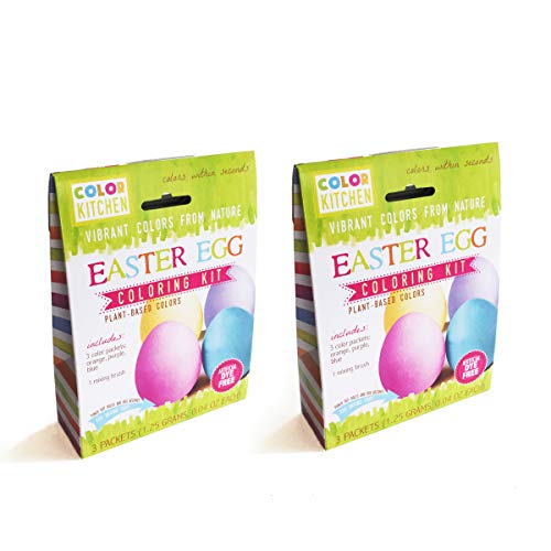 ColorKitchen Easter Egg Coloring Kit (2 Pack) – Natural Plant-based | Colorful Egg Coloring Kit | No Artificial Colors | Non-GMO | Box Makes Egg Drying Tray