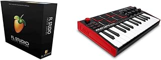 Image Line FL STUDIO 20 Fruity Edition & AKAI Professional MPK Mini– 25 Key USB MIDI Keyboard Controller with 8 Backlit Drum Pads, 8 Knobs and Music Production Software Included