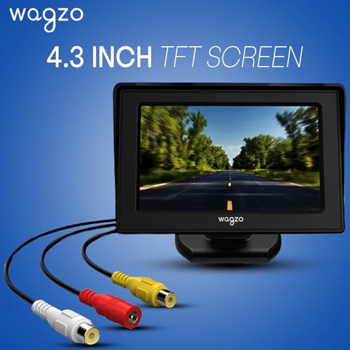 Image of Wagzo 12V, 4.3 Inch Dashboard TFT LCD Car Display Screen with 8 LED Reverse Parking Camera for Car View HD Car Camera, Universal for All Car
