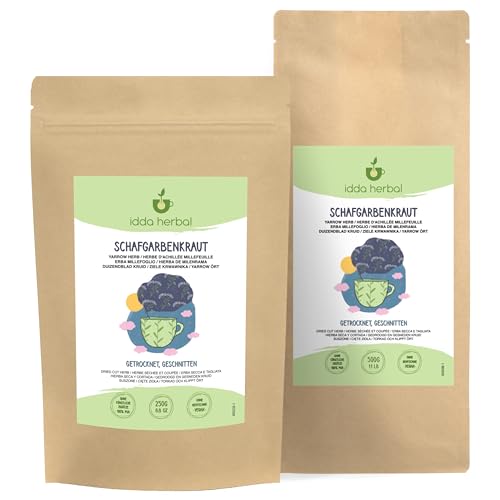 IDDA Herbal Schafgarbe Tee 500g, Schafgarbenkraut getrocknet und geschnitten, Schafgarbentee