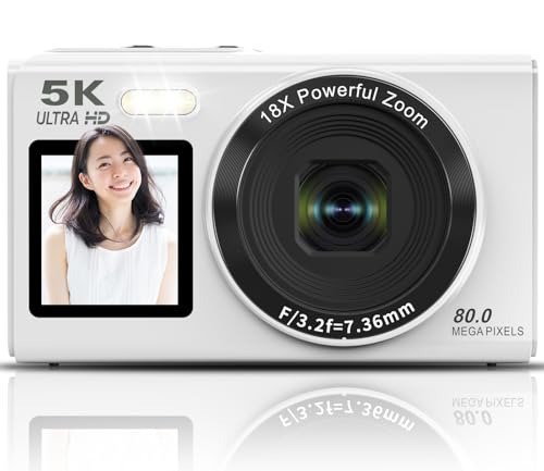 UHD 5K デュアルレンズデジタルカメラ 予備バッテリー2個　望遠レンズ付き Amazon | Beho 8000万画素 5K デジタルカメラ スマホに送れる デジカメ
