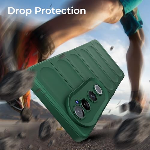 Image of A rtistque Back Cover Case for Vivo V40 / V40 Pro / T3 Ultra 5G | with Inner Fabric | Stylish AirBag Case | Liquid Stripe Silicone | Camera Protection | Anti Slip Grip | Back Cover - Green