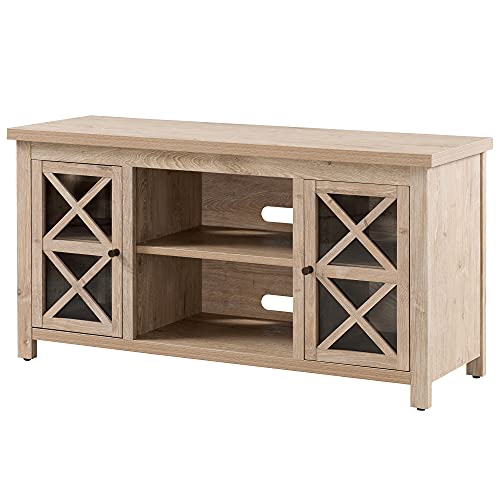Image of Henn&Hart Rectangular TV Stand for TV's up to 55 inch in White Oak, TV Stands for the Living Room