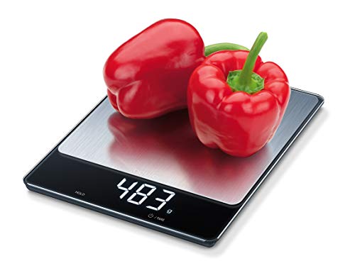 Beurer Ks34 Digital Kitchen Scale - Precise Scale For Food Ounces And Grams, 33Lbs Capacity, Xl Weighing Platform For Meal Prep, Magic Display, Tare Function - Batteries Included - Black Glass #TOP18