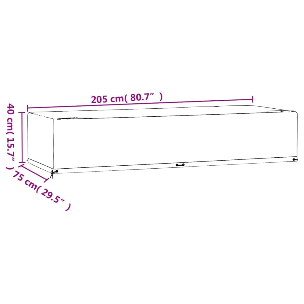 Abdeckungen für Sonnenliegen 2 Stk 205x75x40 cm wasserfest UV-beständig mit 12 Ösen und Befestigungsseil, wetterfest Schutzhülle für Gartenmöbel Terrasse Balkon, reißfest und pflegeleicht
