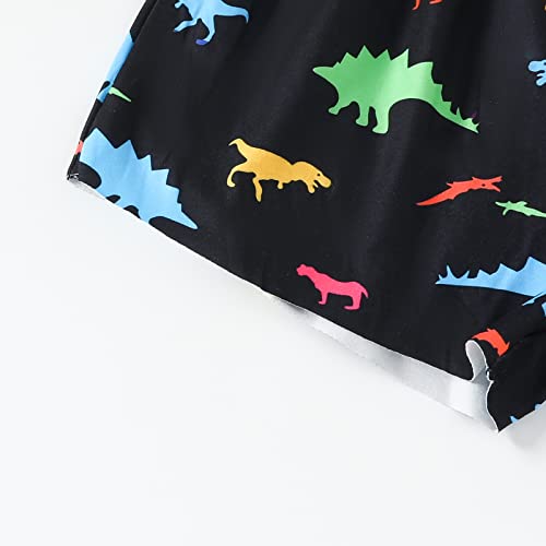Amawmw Toddler Baby Girl Summer Clothes Short Sleeve Dinosaur T-Shirt Shorts Headband 3Pcs Outfit(18-24 Months, Black) #TOP3