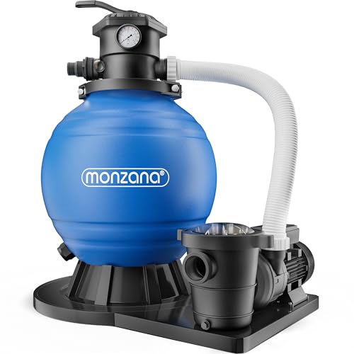 Monzana® Depuradora Piscina 15.900L/h Filtro de Arena hasta 70.000L Válvula 7 Funciones Filtrado 600W Adaptador Ø32-38mm Bomba Indicador de Presión
