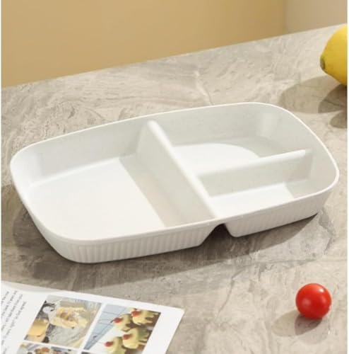 ランチプレート サラダ皿 仕切り皿 軽い 割れにくい 深め すくいやすい 食器 フード トレイ 皿 クリーム カフェ風 分割ディナートレイランチコンテナフードプレート クリーム ベージュ 電子レンジ 食洗機対応 子供用食器 ワンプレート 皿 大人 (ホワイ