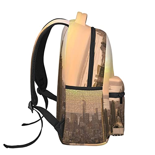 Sac d'école grande capacité Empire State Building avec port USB noir - 3