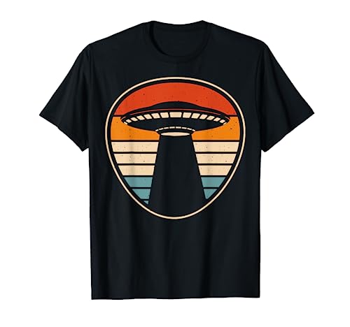 Funny UFO Alien sunset retro vintage gifts for UFO Alien Maglietta