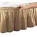 Collections Etc Wrap Around Bed Skirt, Easy Fit Elastic Dust Ruffle, Gold, Twin/Full