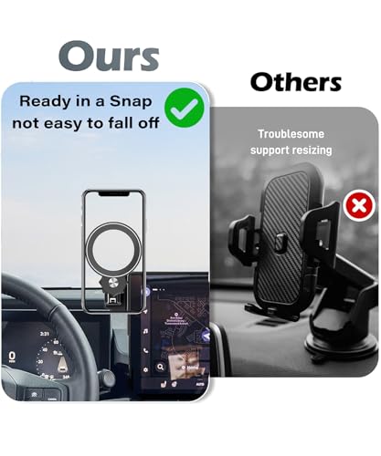 Image of Car Phone Holder for 2026 Toyota RAV4 /RAV4 Hybrid 12.9 inch Screen Accessories | MagSafe Strong Magnetic Clip Cell Phone Mount, 360 Rotatable Hands-Free Holder, Not Block Air Vents