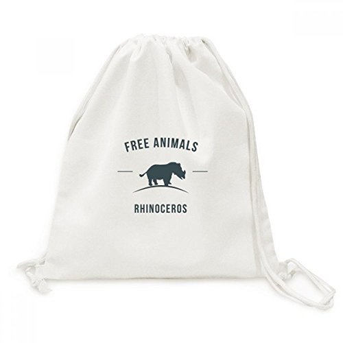 Sac de voyage en toile souple imprimé rhinocéros avec cordon de serrage bleu