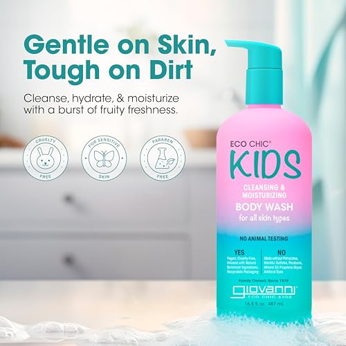 Eco Chic KIDs Cleansing & Moisturizing Body Wash - Kids Body Wash, Kids body Wash Sensitive Skin, Kids Soap And Body Wash, Kids Sensitive Body Wash, For All Skin Types - 16.5 Fl Oz (Pack of 2)