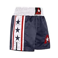 Anthem Athletics Shorts Muay Thai – Calção de boxe curto Kickboxing para homens e mulheres – 50/50 Classic Infinity Resolute, Clássico - azul-marinho, branco e vermelho, M