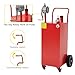 40 Gallon Fuel Caddy, Portable Gas Tank with Reversible Rotary Manual Siphon Pump, Fuel Transfer Storage Tank with 4 Solid Rubber Rollers, Gasoline Diesel Can for Car, Boat, Lawn Mower, ATV, Red