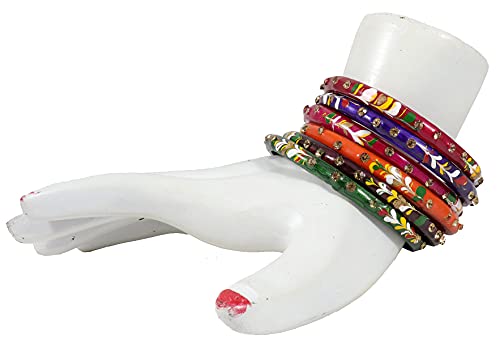 NMII Glass with Zircon Gemstone Studded worked and Flower Pattern Glossy Finished Kada Set For Women and Girls