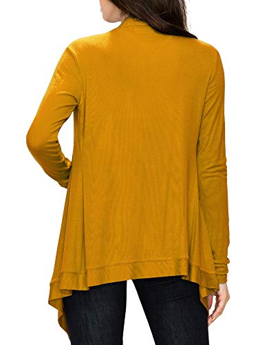 Image of Lock and Love Women's Draped Front Open Asymmetrical Cardigan - Casual Long Sleeve Lightweight Duster