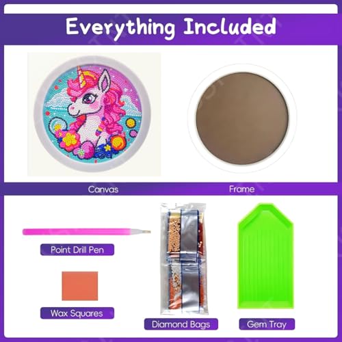 Image of PLUSPOINT 5D Diamond Gem Kits for Kids with Frame Diamond Art and Craft for Kids Ages 6 8 10 12 Gem Art Painting Kit Unicorn Crafts Unicorn Diamond Painting Kits for Girls
