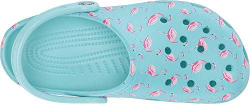 Image of Crocs Men's and Women's Classic Graphic Clog, ice blue /pink, 10 Women / 8 Men