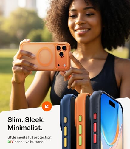 Image of TORRAS Magnetic Shockproof for iPhone 17 Pro Case, Camera Control | Fit for MagSafe, Military Grade Protection, Translucent Slim Case for iPhone 17 Pro Phone Case Anti Fingerprint Cosmic Orange