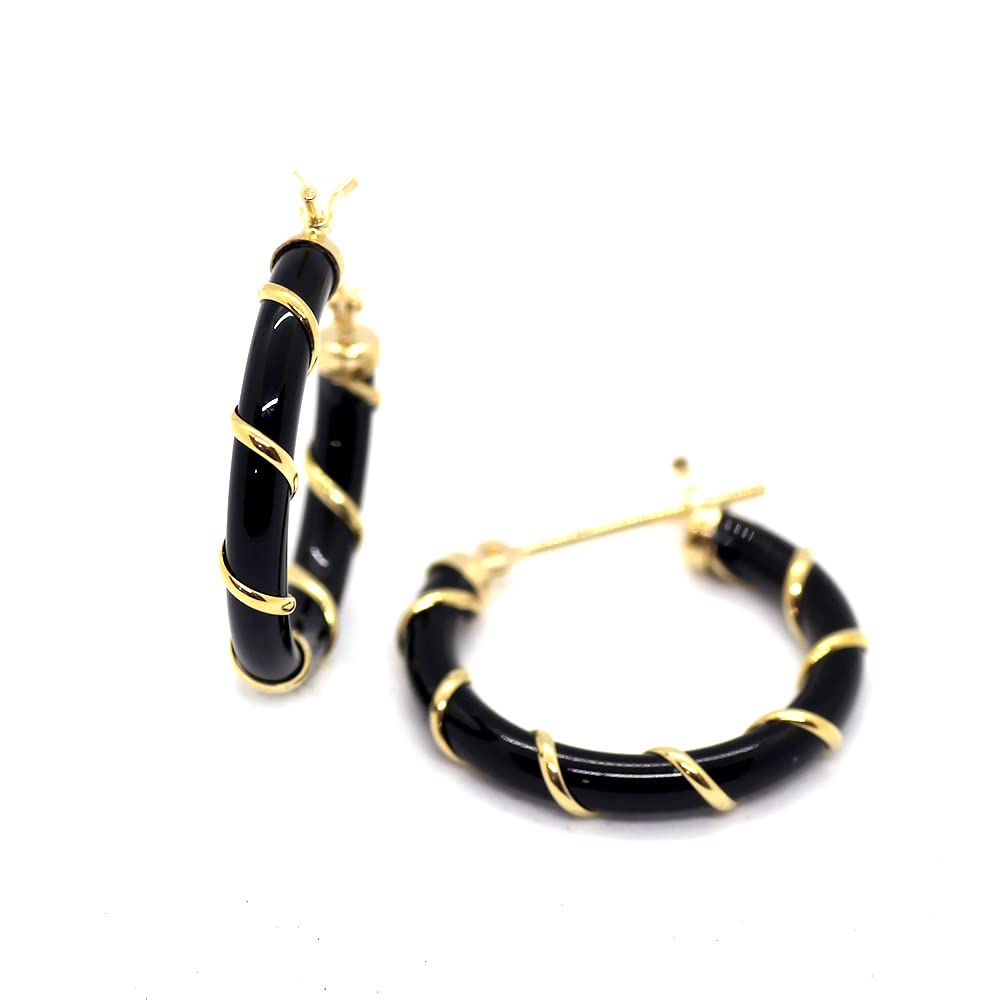 Amazon | K18 フープピアス ブラックオニキス 20mm 18K 18金 ゴールド