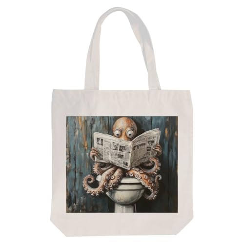 KLL Animal Sea - Bolsa de lona lisa con asas para leer periódicos y artículos de aseo, Diario de...