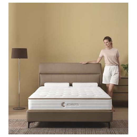 KOANTTI Matelas à ressorts ensachés avec couche de mousse à mémoire de forme pour un confort semblable à un nuage - Matelas de 20 cm d'épaisseur, 140 x 200 cm