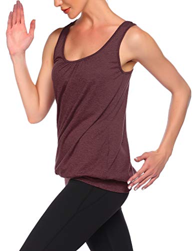 Beyove Womens Sleeveless Round Neck Loose Fit Racerback Red Tank Top Workout Gym Shirt #TOP2