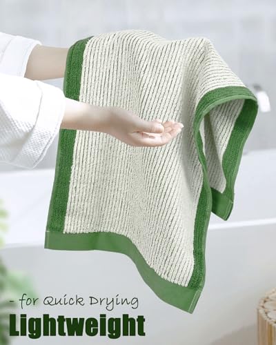 Cleanbear Green Hand Towels For Bathroom, Hand Towel Set Of 4, Cotton Towels With Jacquard Weave Deign For Both Decoration And Daily Usage thumb #3