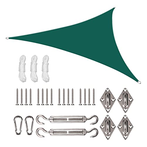 Sonnensegel inkl 24er Befestigung Kit,2x2x2m Wasserdichter Sonnenschutz Dreieck Sonnenschirm Außenüberdachung Garten Patio Pool Shades Segel Markise Camping Schatten (Grün) Cover