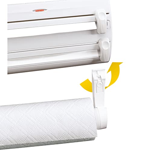 Leifheit 25771 Suporte de papel de parede 4 em 1 | Dispensador de plástico e alumínio com suporte pa