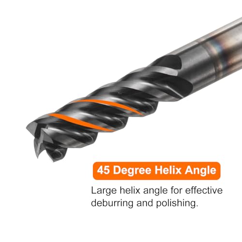 Image of HARFINGTON Carbide Square Nose End Mill Bit 3 /16 inch Cut Dia 4 Flutes TiAlN Coated Milling Cutter for Hardened Steel Metal (3 /16 inch Shank 5 /8 inch Cut Length 2 inch Long 45 Degree HRC49-51)