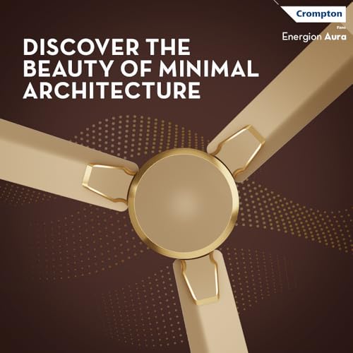 Image of Crompton Premion Aura2 BLDC 1200mm Designer Ceiling Fan | Remote Control | BEE 4 Star Rated | Energy Efficient | Superior Air Delivery | Low Noise | 4 Year Brand Warranty | Birken Effect Gold