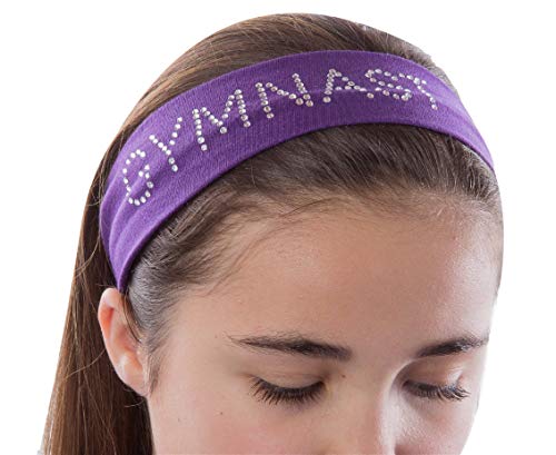Gymnast Rhinestone Cotton Stretch Gymnastics Headband (Purple)