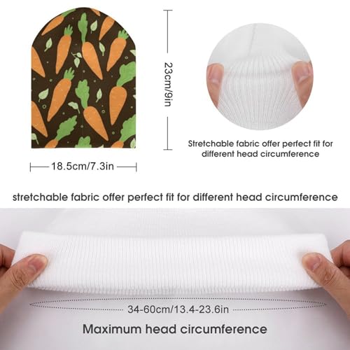Watercolor Carrots Print Kids Beanie Hat for for Girls Boys Children Cap Winter Knitted Chemo Cancer Headwear Accessories Gifts Decoration Black2