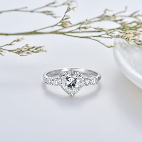 1-2/5 ct.tw. Heart Cut Halo Moissanite Engagement Ring for Women in 925 Sterling Silver/10k Gold/14k Gold/18k Gold, Free Engraving Name Ring4