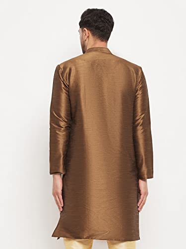 Image of VASTRAMAY Men Banarasi Silk Solid Kurta | Soft Cotton Blend Ethnic Kurta | Comfortable for Festive & Wedding Occasions