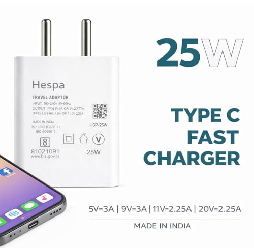 Image of 25W PD 3.0 GaN Superfast Charger Adapter for Galaxy S25|S24|Ultra|FE|Edge|Plus|M36|M06|F06|M17 M16|F16|A17|M05,M35|F06,A06|A16|A55|A56|M36|M07|A35|Tab S10 Ultra|25W USB-C Charger by Hespa